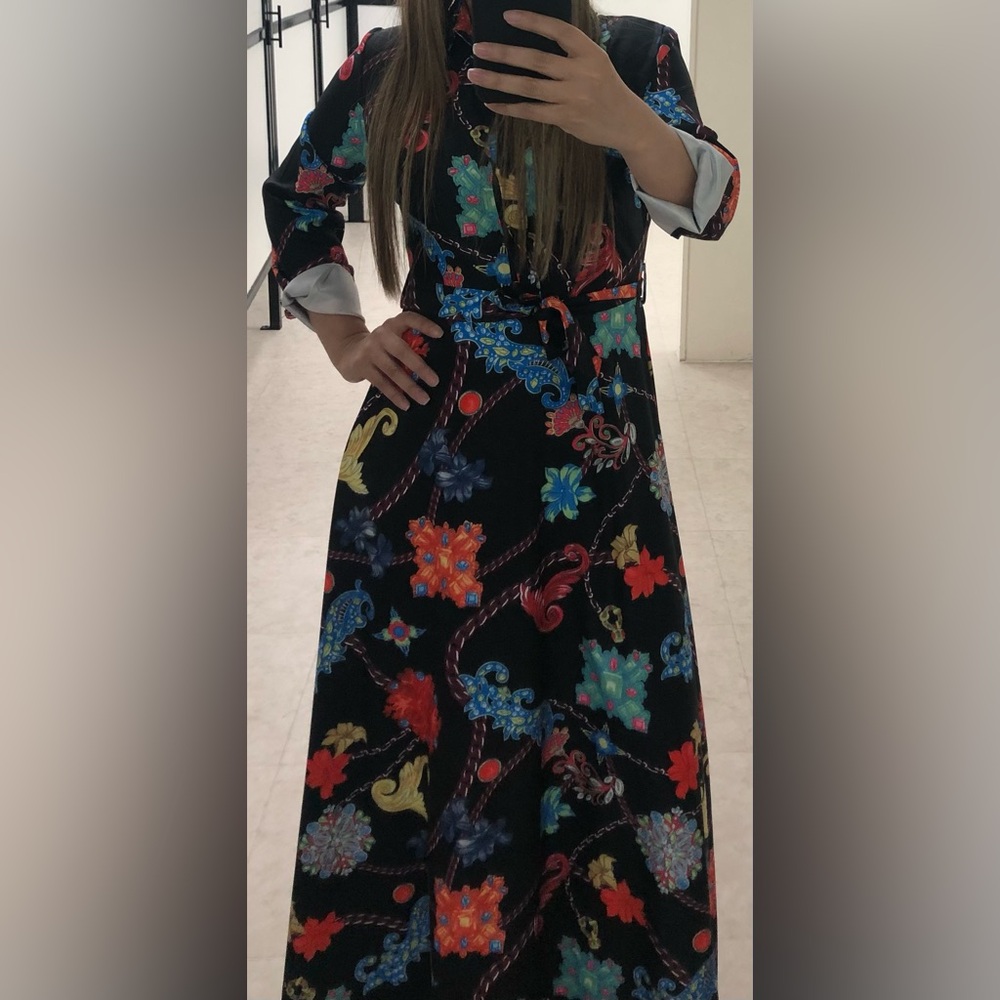 Blue and Red A-Line Sleeveless Dress